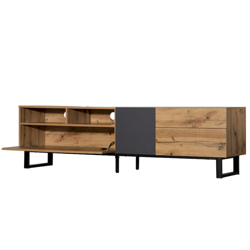 70.9  TV Stand with Double Storage Space and Drop Down Door for TVs Up to 80