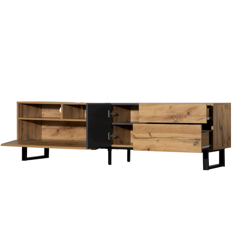 70.9  TV Stand with Double Storage Space and Drop Down Door for TVs Up to 80
