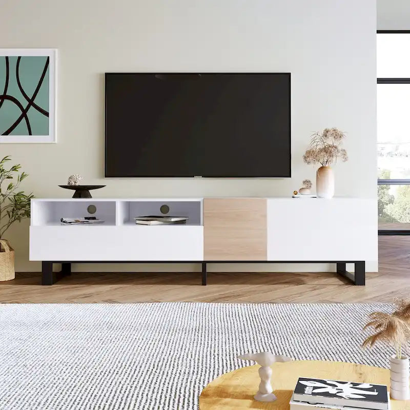 70.9  TV Stand with Double Storage Space and Drop Down Door for TVs Up to 80