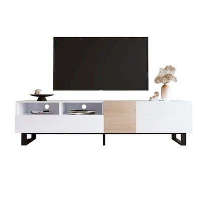 70.9  TV Stand with Double Storage Space and Drop Down Door for TVs Up to 80