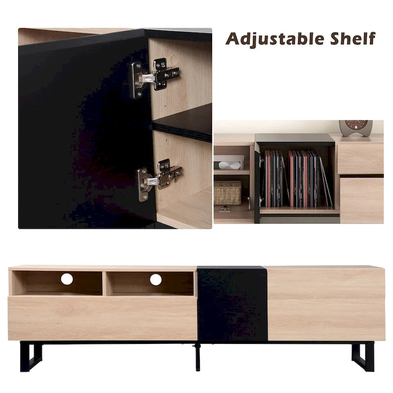 70.9  TV Stand with Double Storage Space and Drop Down Door for TVs Up to 80