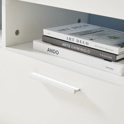 White 51.22  TV Stand with LED Lights and Toughened Glass Shelf for TVs Up to 55