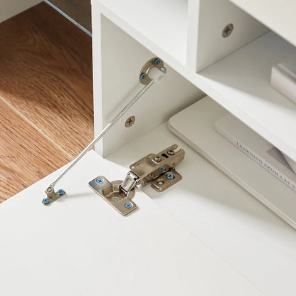 White 51.22  TV Stand with LED Lights and Toughened Glass Shelf for TVs Up to 55