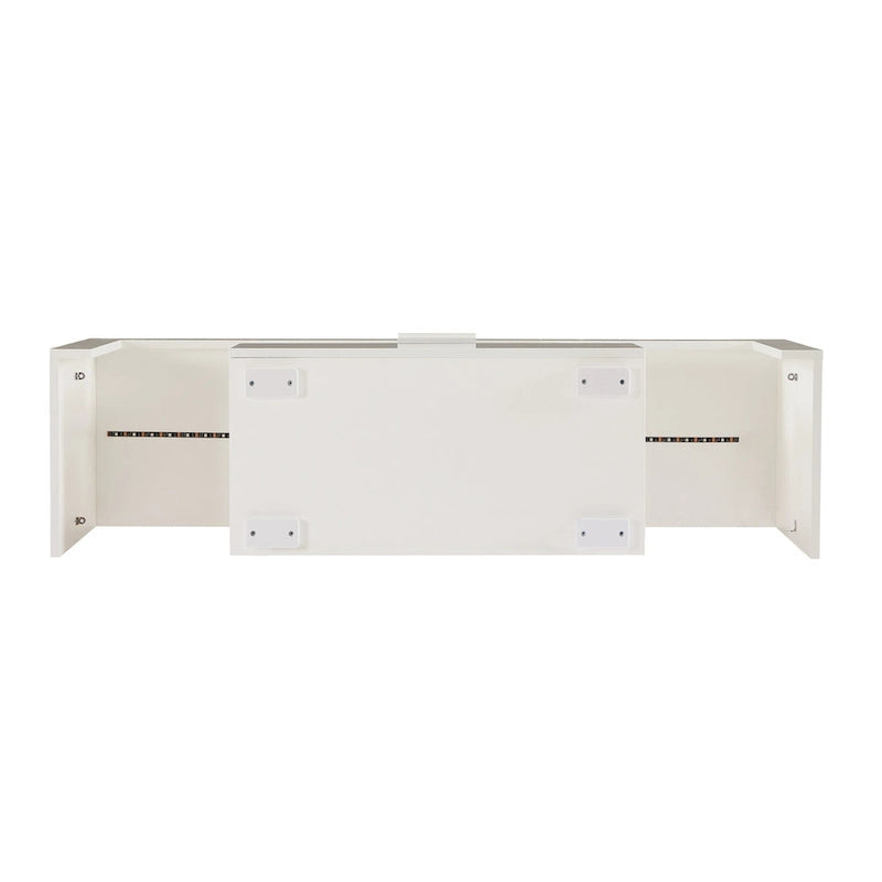 White 51.22  TV Stand with LED Lights and Toughened Glass Shelf for TVs Up to 55