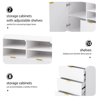 White 112.5  Entertainment Wall Unit with 13 Shelves, 8 Drawers and 2 Cabinets for TVs Up to 70