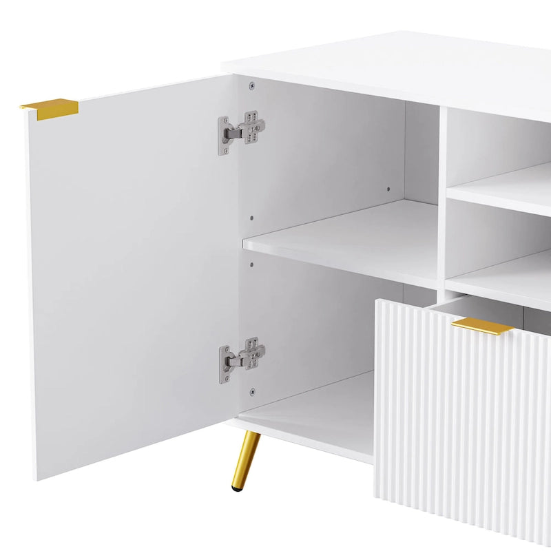 White 112.5  Entertainment Wall Unit with 13 Shelves, 8 Drawers and 2 Cabinets for TVs Up to 70