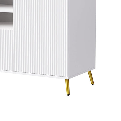 White 112.5  Entertainment Wall Unit with 13 Shelves, 8 Drawers and 2 Cabinets for TVs Up to 70