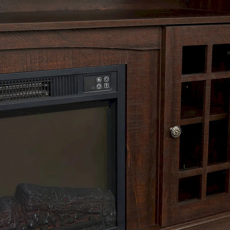 Espresso 58  Fireplace TV Stand with Open & Closed Storage for TVs Up to 65