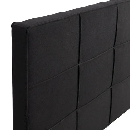 Struttura letto king size imbottita in lino nero con testiera capitonné, supporto a doghe in legno, nessun bisogno di rete a molle
