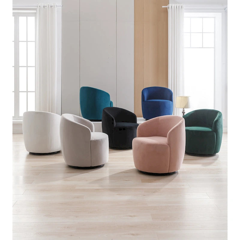 25.6  Swivel Barrel Chair with Black Coating