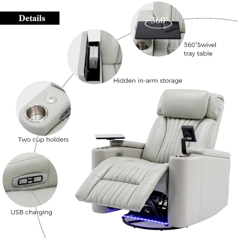 Multifunctional 270 Swivel Home Theater Power Recliner