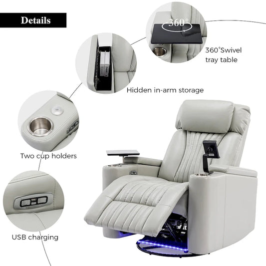 Multifunctional 270 Swivel Home Theater Power Recliner