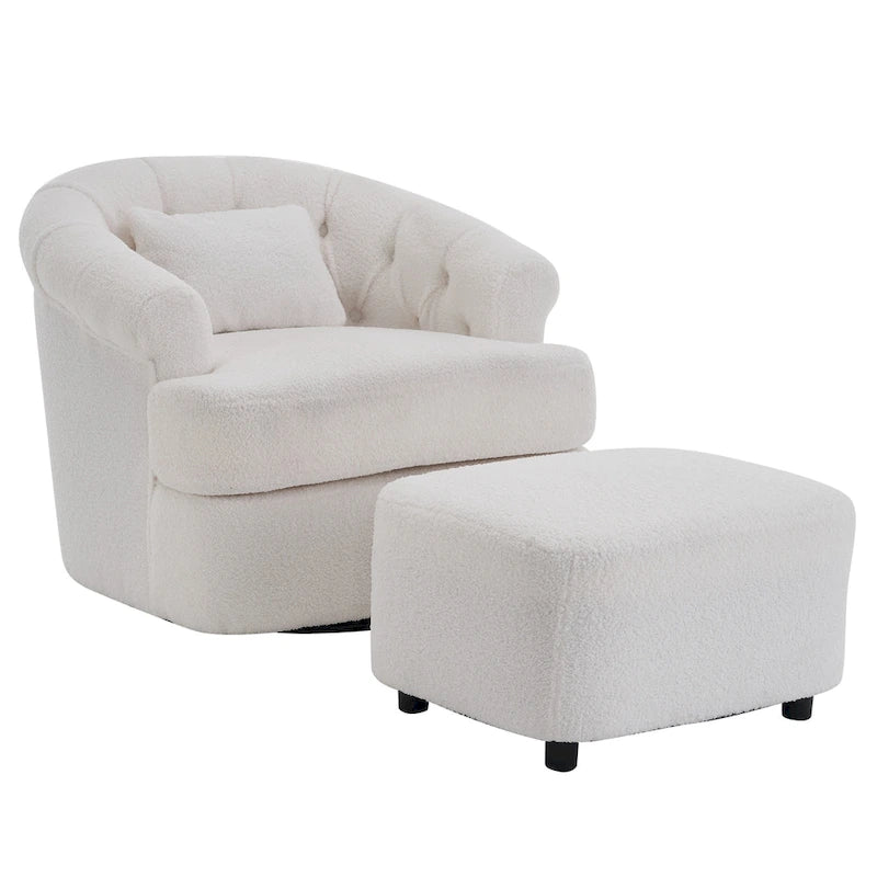 Velvet Swivel Chair with Ottoman, 360 Rotation & 300lb Capacity