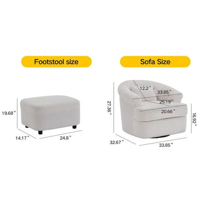 Velvet Swivel Chair with Ottoman, 360 Rotation & 300lb Capacity