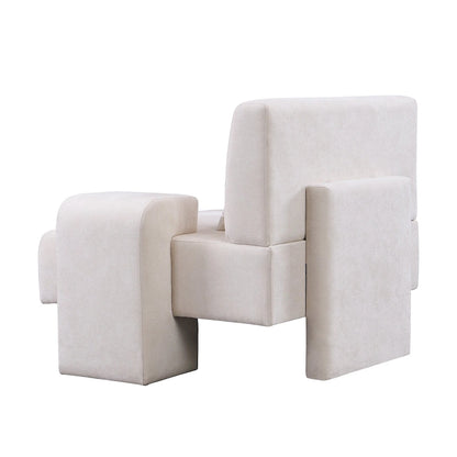Polyester Oversized Armchair with Storage Asymmetrical Armrest and Modern Mid-Century Chair, 225lb Capacity