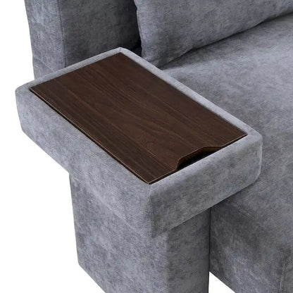 Polyester Oversized Armchair with Storage Asymmetrical Armrest and Modern Mid-Century Chair, 225lb Capacity