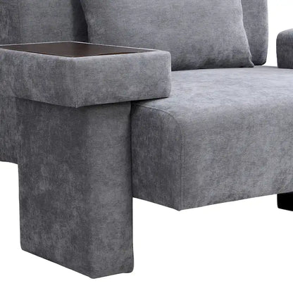 Polyester Oversized Armchair with Storage Asymmetrical Armrest and Modern Mid-Century Chair, 225lb Capacity