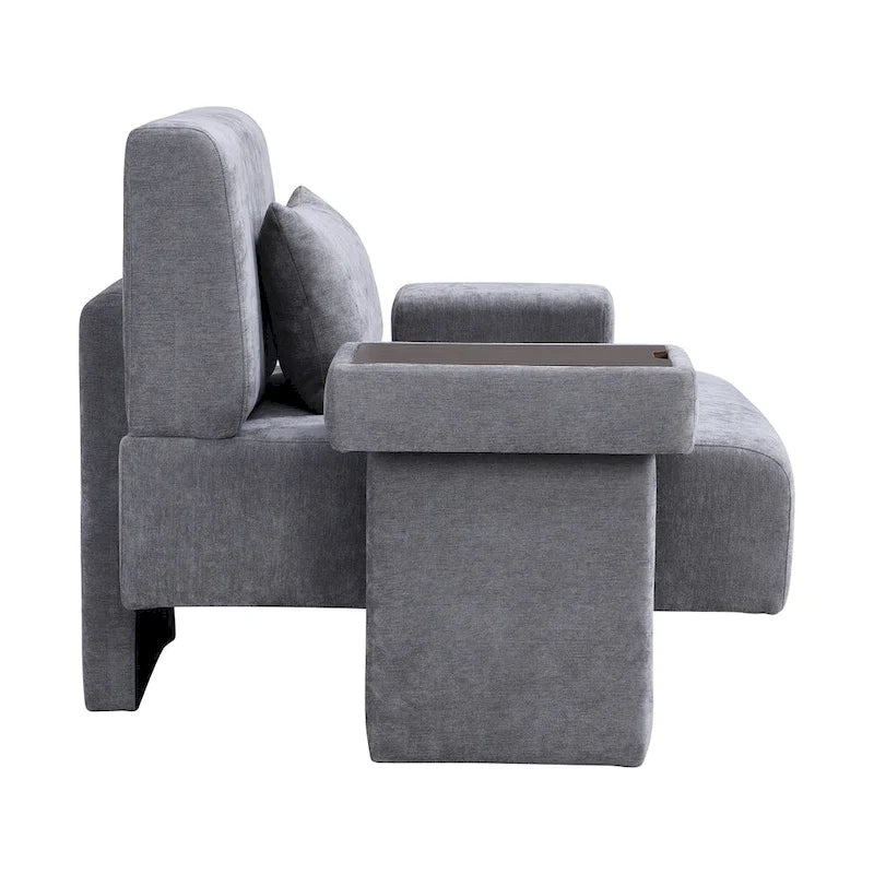 Polyester Oversized Armchair with Storage Asymmetrical Armrest and Modern Mid-Century Chair, 225lb Capacity