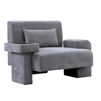 Polyester Oversized Armchair with Storage Asymmetrical Armrest and Modern Mid-Century Chair, 225lb Capacity