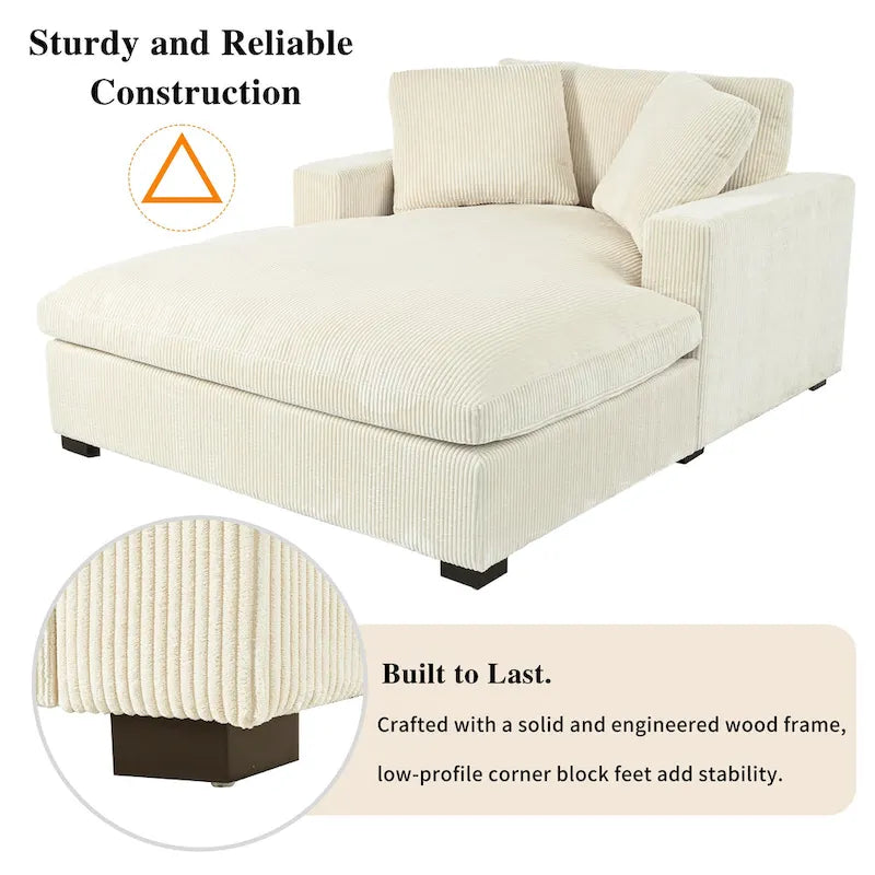 Beige 53.5  Chaise Lounge Chair