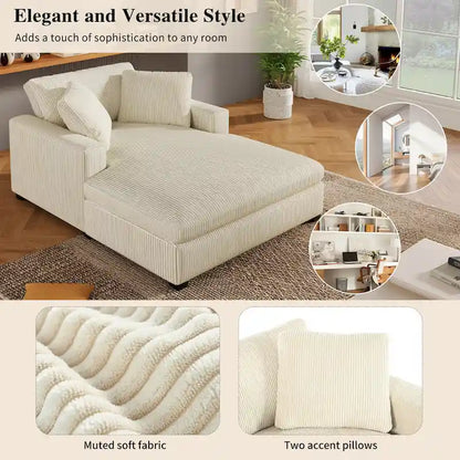 Beige 53.5  Chaise Lounge Chair