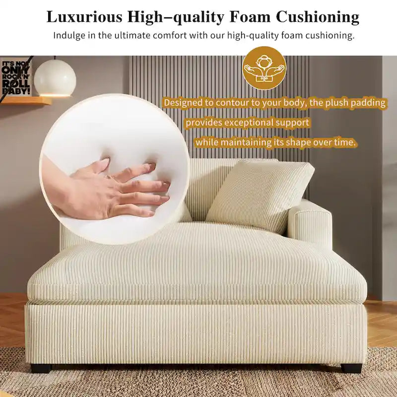 Beige 53.5  Chaise Lounge Chair