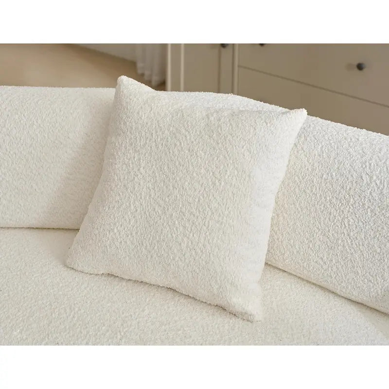 White 140  Oversized Boucle Upholstered L-Shaped Modular Sectional Sofa, 3-piece Free Combination, No Assembly Required