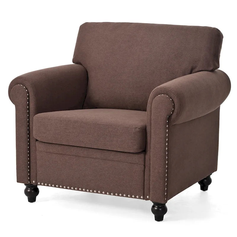 Brown 37.4  Accent Chair with Nailheads
