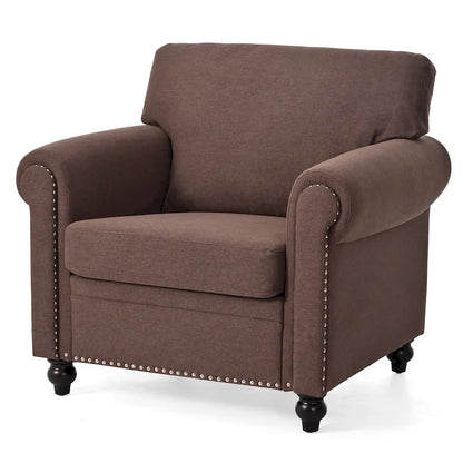 Brown 37.4  Accent Chair with Nailheads