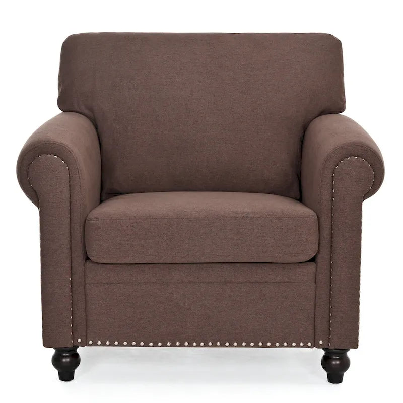 Brown 37.4  Accent Chair with Nailheads
