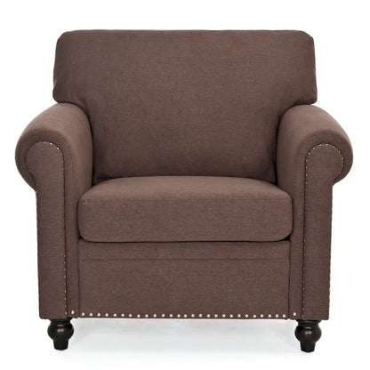 Brown 37.4  Accent Chair with Nailheads