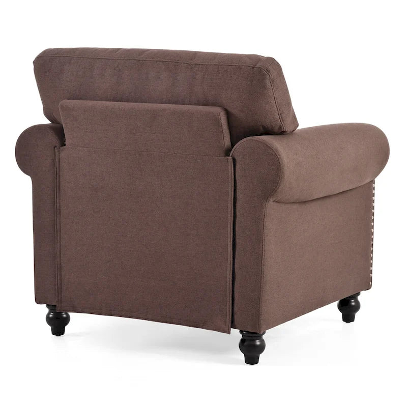 Brown 37.4  Accent Chair with Nailheads