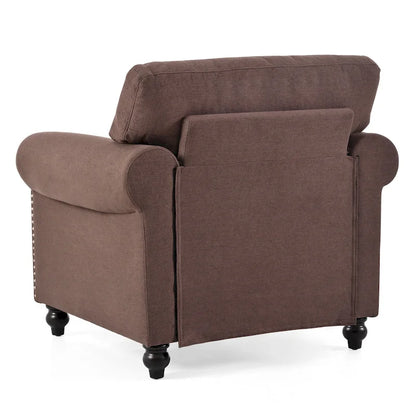 Brown 37.4  Accent Chair with Nailheads
