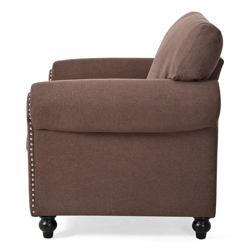 Brown 37.4  Accent Chair with Nailheads