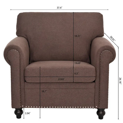 Brown 37.4  Accent Chair with Nailheads