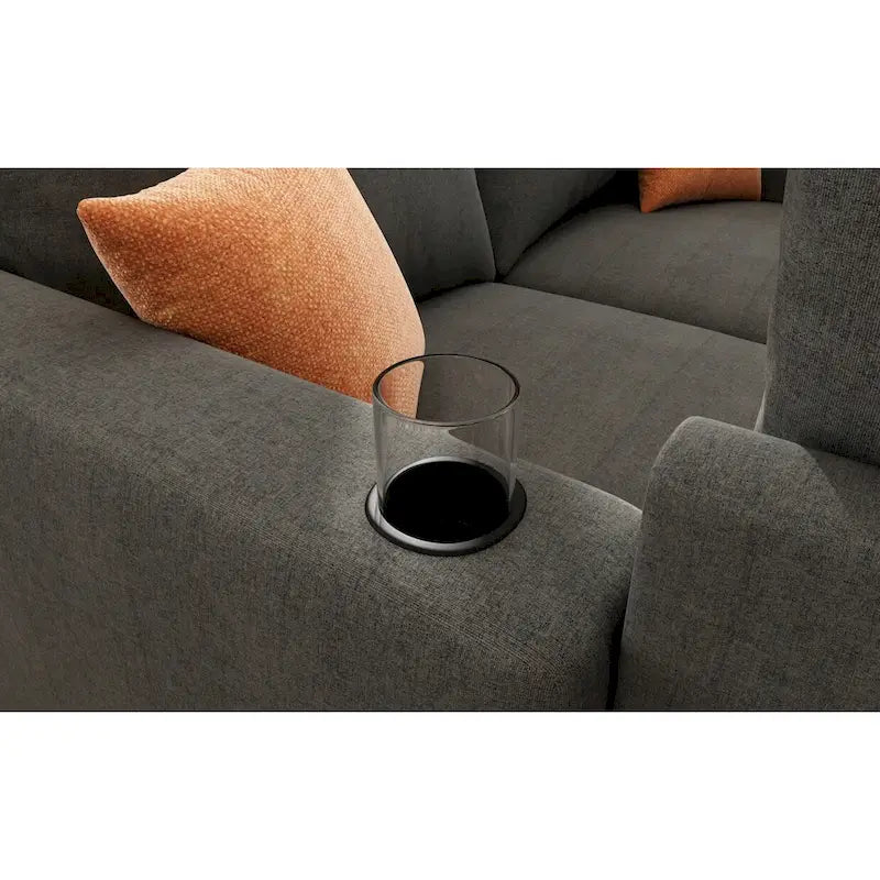 Grey 123  U-Shaped Modular 4-Seat Sectional Sofa with Storage Ottomans