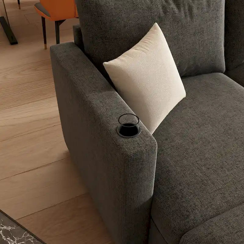 Grey 123  U-Shaped Modular 4-Seat Sectional Sofa with Storage Ottomans