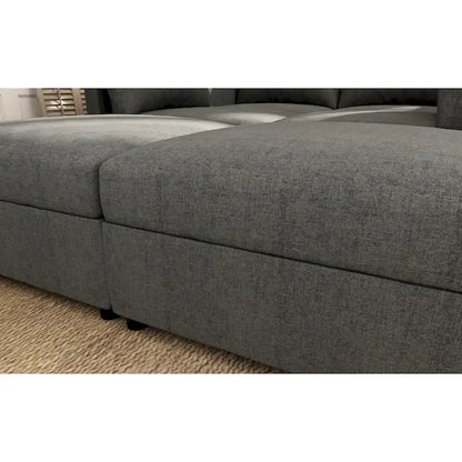 Grey 123  U-Shaped Modular 4-Seat Sectional Sofa with Storage Ottomans
