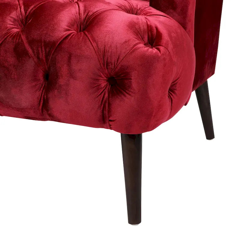 Wine Red Modern 73.25  Button Tufted 3-seater Sofa with Birch Wood Legs for Living Room