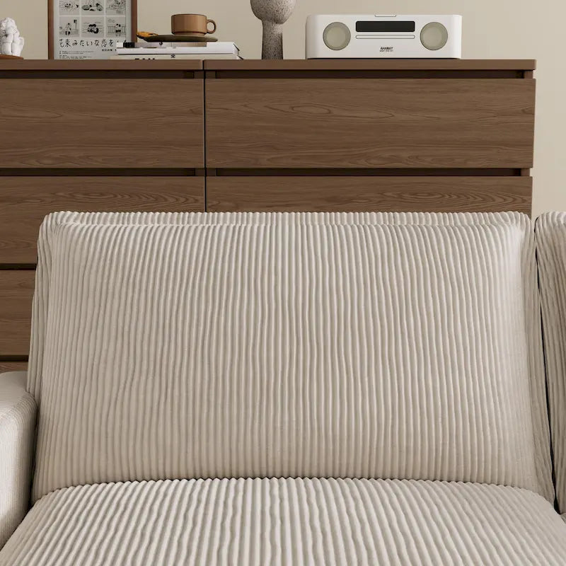 103  Corduroy Modern Classic 4-Seater Sofa with Deep Seat & 4 Pillows