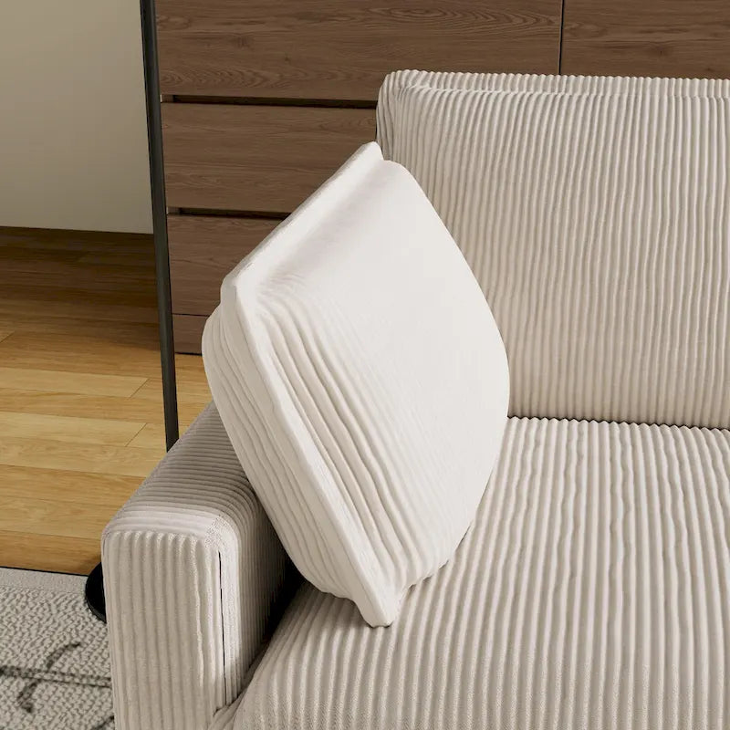 103  Corduroy Modern Classic 4-Seater Sofa with Deep Seat & 4 Pillows