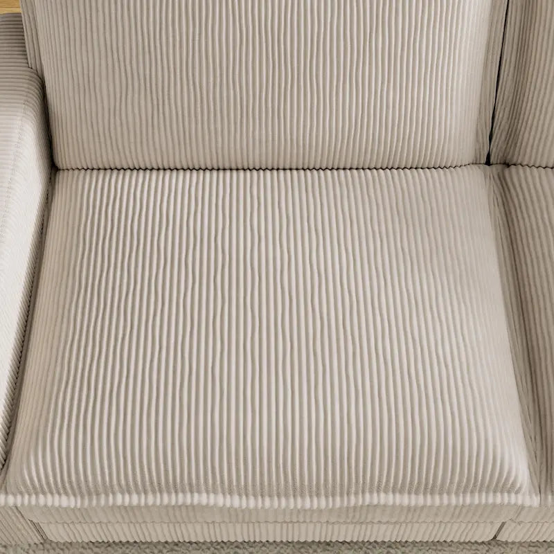 103  Corduroy Modern Classic 4-Seater Sofa with Deep Seat & 4 Pillows