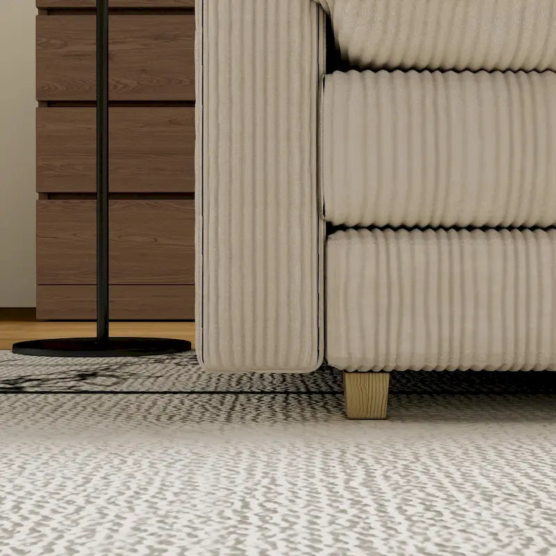 103  Corduroy Modern Classic 4-Seater Sofa with Deep Seat & 4 Pillows