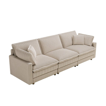103  Corduroy Modern Classic 4-Seater Sofa with Deep Seat & 4 Pillows
