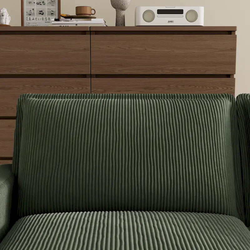 103  Corduroy Modern Classic 4-Seater Sofa with Deep Seat & 4 Pillows