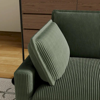 103  Corduroy Modern Classic 4-Seater Sofa with Deep Seat & 4 Pillows