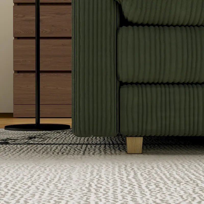 103  Corduroy Modern Classic 4-Seater Sofa with Deep Seat & 4 Pillows