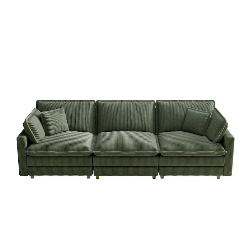 103  Corduroy Modern Classic 4-Seater Sofa with Deep Seat & 4 Pillows