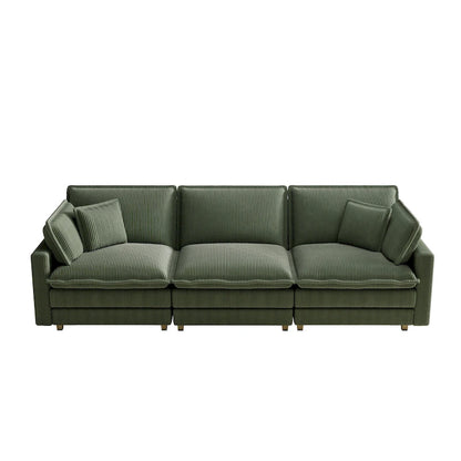 103  Corduroy Modern Classic 4-Seater Sofa with Deep Seat & 4 Pillows