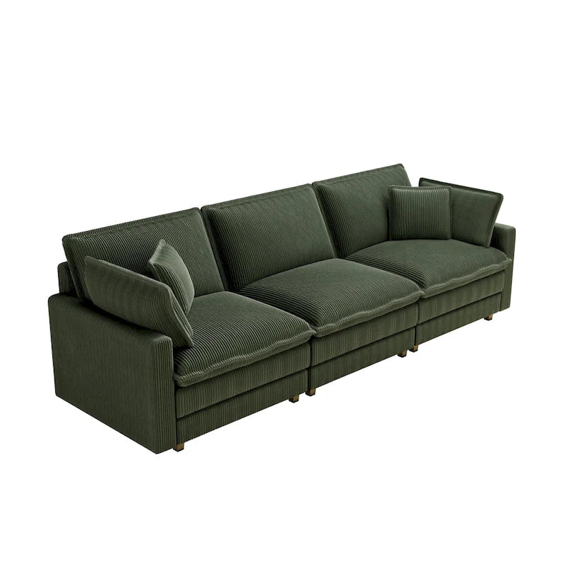 103  Corduroy Modern Classic 4-Seater Sofa with Deep Seat & 4 Pillows
